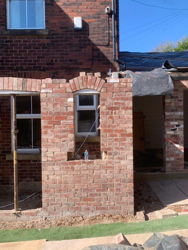 Brickwork rebuild using matched reclaimed bricks