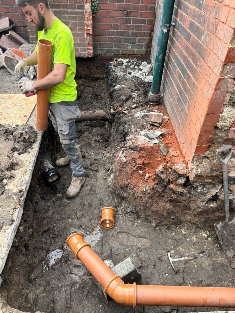 Drainage pipework laid for a house extension