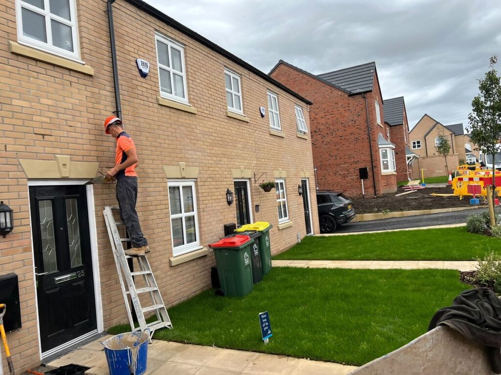 New-build brickwork on a housing development