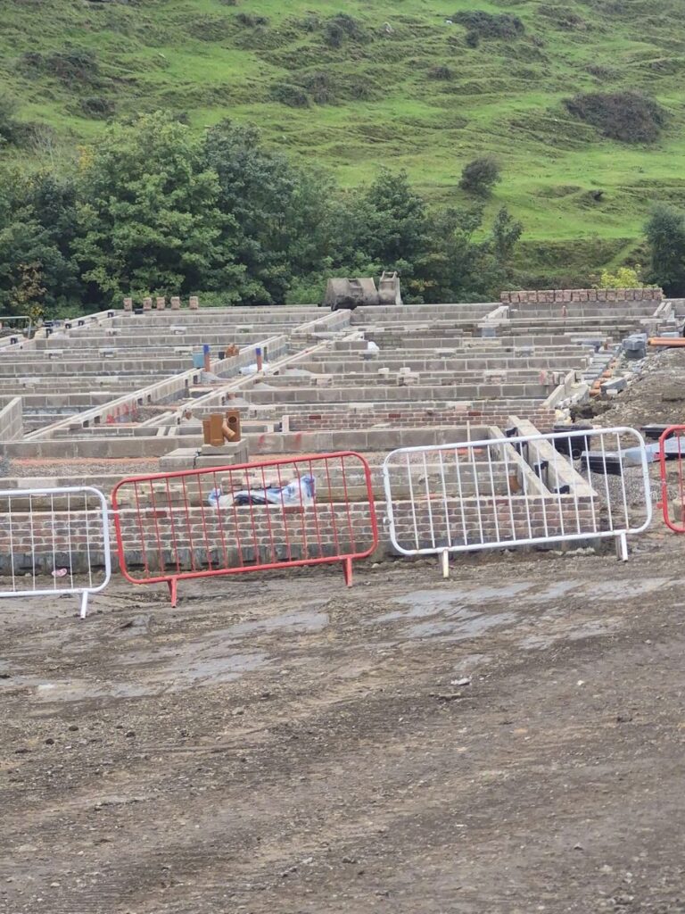 Foundations under construction on a new-build site